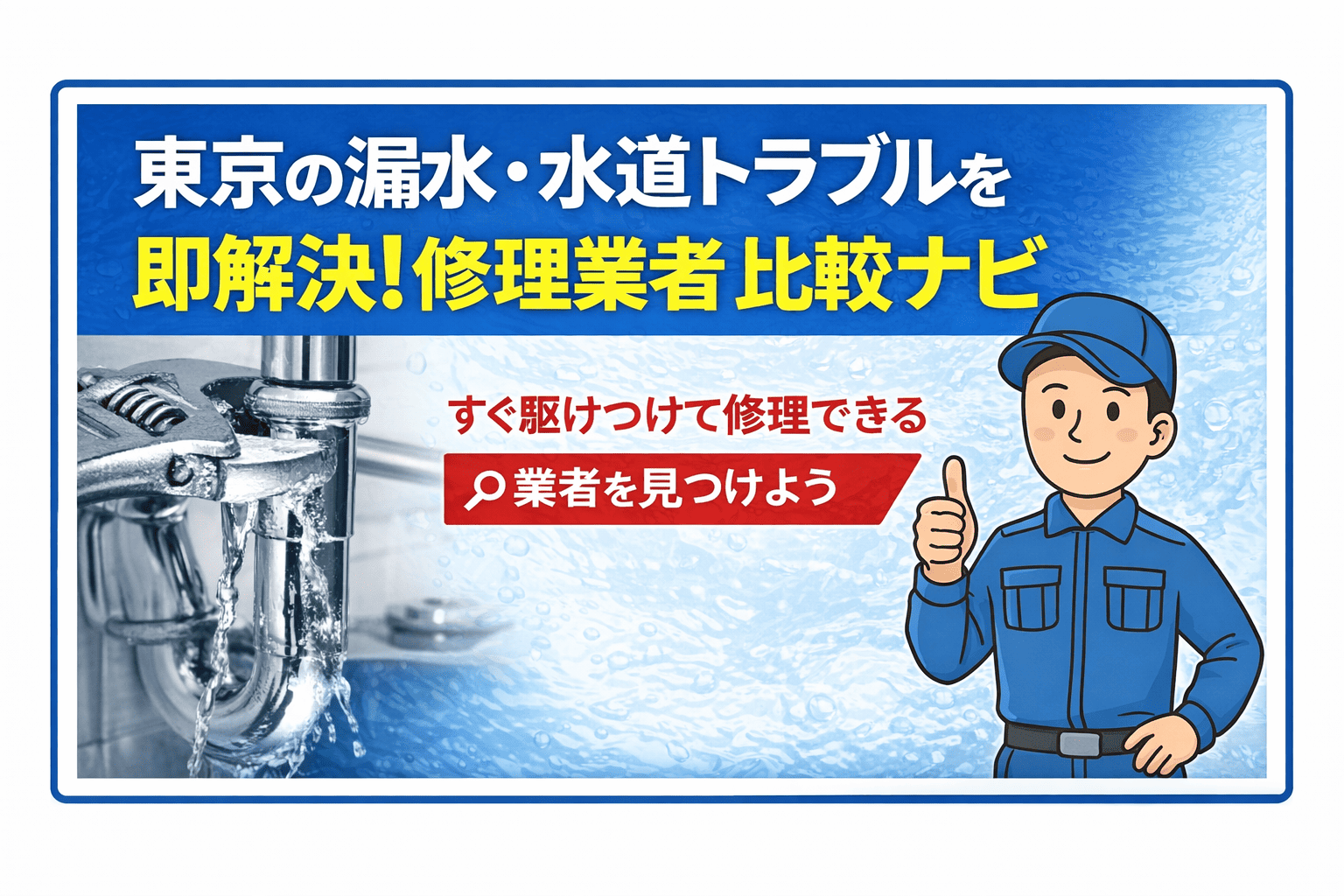 東京の漏水・水道トラブルを即解決！修理業者比較ナビ